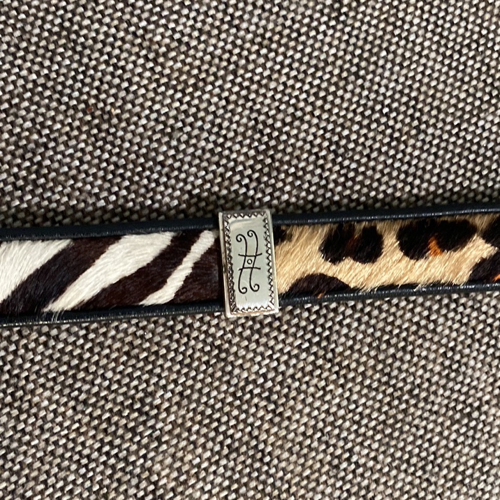 Brighton Leopard & Zebra print black leather horse hair belt. #Q3903. Size M30. - Picture 6 of 14